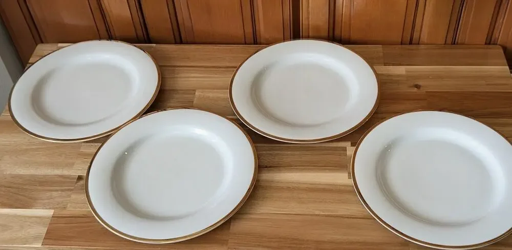 Set of 4 Strawberry Street Gold Rim Dinner Plates 10.5